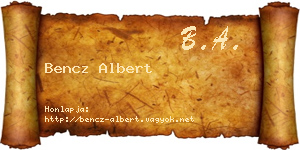 Bencz Albert névjegykártya